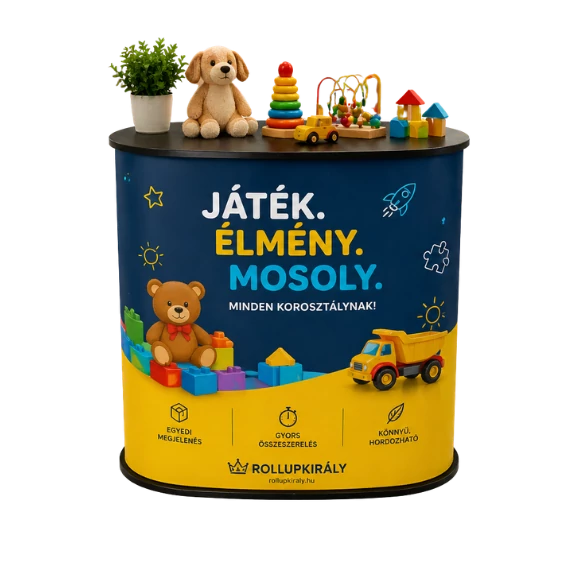 kínáló pult ovális tetővel és polccal
